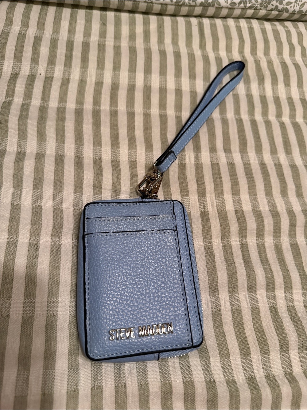 Steve Madden Powder Blue Leather Wristlet Card Case